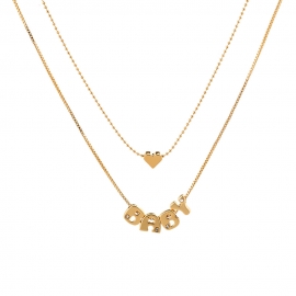 European and american hot-selling fashion hot style baby heart-shaped double layer simple versatile layered multilayer metal necklace factory direct sales