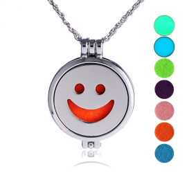 European and american cross-border new fashion personality hip-hop smiley face handmade diy aromatherapy luminous pendant jewelry necklace