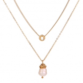 European and american minimalist style ladies double-layer necklace, hand-wound fashion all-match classic freshwater rice bead necklace ins