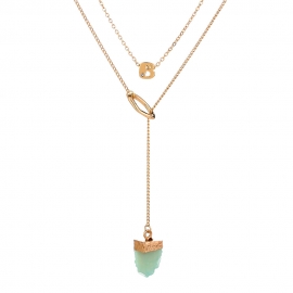 European and american new amazon  hot selling multi-layer irregular green resin letter b pendant necklace ins