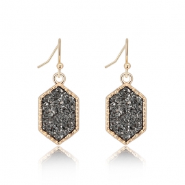 Hot selling crystal cluster turquoise earrings in europe and america, personality imitation natural stone earrings, factory direct christmas ornaments