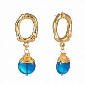 Fashion new earrings 26 letter earrings hand-woven multicolor natural stone earrings female accessories wholesale