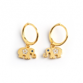 Animal baby elephant diamond zircon s925 sterling silver earrings earrings