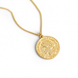 Gold portrait avatar coin necklace pendant s925 sterling silver necklace item jewelry female