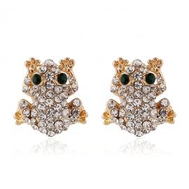 Animal jewelry alloy frog full diamond earrings earrings
