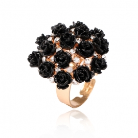 Rose flower ring, european and american ceramic personality female diamond ring bohemia