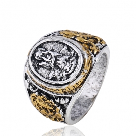 Fashion guanyin ring retro two-color electroplating embossed dragon ring