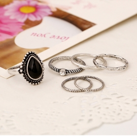 Ring set carved turquoise set european and american fashion joint ring