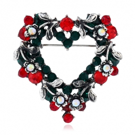 Christmas peach heart love brooch, european and american retro foreign trade jewelry, clothing, new boutique zinc alloy brooch