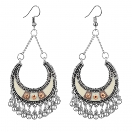 Hot selling in europe, america and bohemia moon shaped diamond drop oil india wind alloy earrings