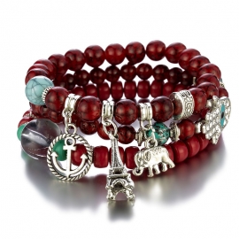 Amazon source jewelry bohemian ethnic glass bead bracelet iron tower multilayer combination bracelet factory wholesale