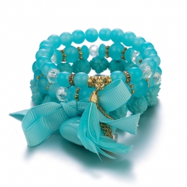 New european and american bracelets, trendy retro jewelry, fashion temperament, metal bracelet, ribbon, flowers and more accessories