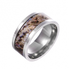 Explosive 10mm wide abalone shell mens ring