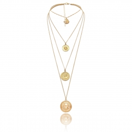 European and american cross-border jewelry, personalized long lion head pendant, womens simple round brand portrait creative necklace