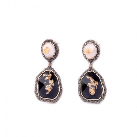 Irregular retro earrings female personality wild european and american fashion broken gold gemstone earrings temperament net red geometric earrings