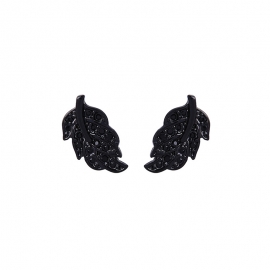 Personality creative small leaf earrings female simple wild alloy diamond leaf earrings japanese and korean version of fashion jewelry