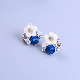 New fashion simple flower earrings trend wild shell earrings korean s925 silver needle earrings