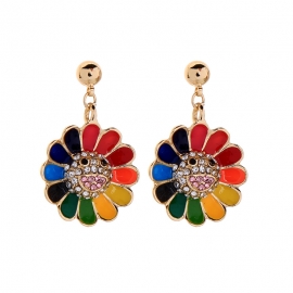 Korean fashion s925 silver needle earrings net celebrity trend wild earrings temperament diamond flower earrings