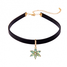 Alloy plating necklace european and american style flower pendant choker collar net red short clavicle chain female