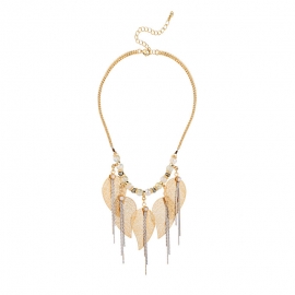 European and american style popular leaf tassel pendant necklace women dress accessories wish cross-border wholesale