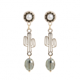 Earrings japan and south korea fresh earrings pearl temperament earrings ancient cactus crystal silver needle earrings earrings one drop