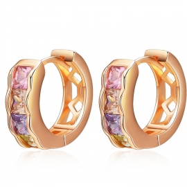 European and american personality ring earrings 14k gold-plated earrings inlaid with colorful zircon earrings female fashion earrings cross-border generation