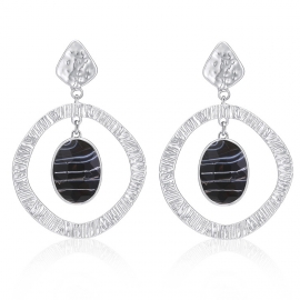 Retro baroque style earrings ink wash light luxury trend pendant circle earrings female 925 silver needle earrings foreign trade