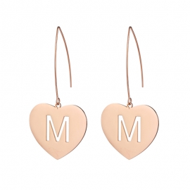 New european and american cold wind earrings personality hollow letter m earrings titanium steel hypoallergenic earrings love earrings