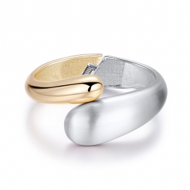 New jewelry european and american cold wind bracelet double-headed two-color splicing open alloy spring bracelet