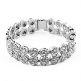 Gu meng cross-border source hot sale full diamond 2 rows round bracelet european and american popular hip-hop mens bracelet