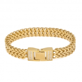 European and american mens jewelry stainless steel vacuum plating zircon bracelet keel chain cnc jewelry wholesale