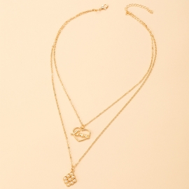 Cross-border hot-selling jewelry fashion classic love letter love imitation pearl pendant ladies double necklace