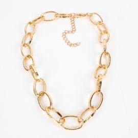 Fashion personality all-match style ladies hollow oval stitching necklace