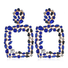 European and american style exaggerated big-name geometric trend earrings za colorful atmosphere alloy diamond earrings cross-border supply