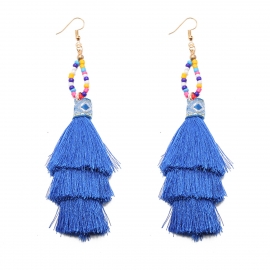 Bohemian retro big earrings european and american style long tassel multi-layer earrings women yiwu small jewelry wholesale