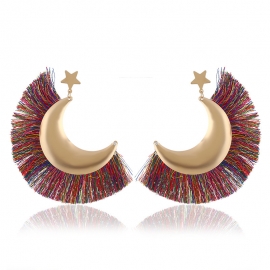 European and american trend new exaggerated fashion earrings alloy geometric fan-shaped tassel earrings xingyue all-match earrings women