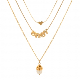 Baby letter hand-wrapped pearl rice bead pendant multi-layer elegant necklace european and american hot-selling net red explosion necklace