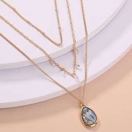 European and american hot-selling fresh and personalized design multi-layered fashion zircon natural abalone shell water drop necklace female ins