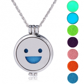 European and american cross-border new fashion hip-hop smiley face handmade diy aromatherapy luminous pendant jewelry necklace wholesale