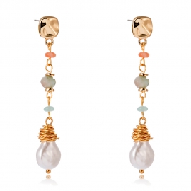 European and american fashion trend shaped pearl jewelry baroque style natural stone long tassel earrings earrings women