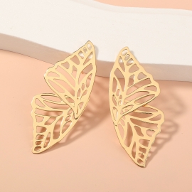 European and american cross-border fashion earrings creative alloy hollow symmetrical butterfly wings earrings fashion simple metal earrings