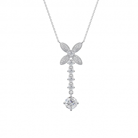 Long zircon bow necklace sweater chain copper with gold electroplated finished necklace and zircon pendant