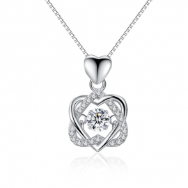 Beating heart clavicle chain necklace copper with gold electroplated finished necklace and zircon pendant