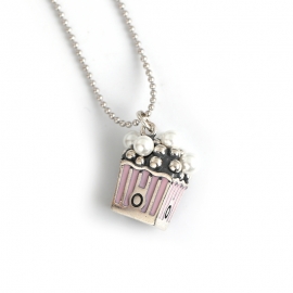 Still cute popcorn s925 sterling silver pendant necklace round bead chain necklace