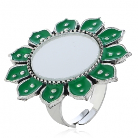Personalized open sun flower ring indian style fashion oil drop adjustable ring