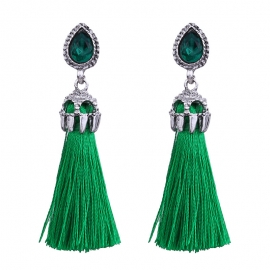 South koreas hot new retro long fashion tassel inlaid water drop gemstone earrings female earrings yiwu wholesale jewelry