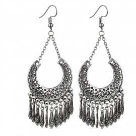 Bohemian moon shaped earrings tassel exaggerated earrings jewelry retro palace exotic long earrings