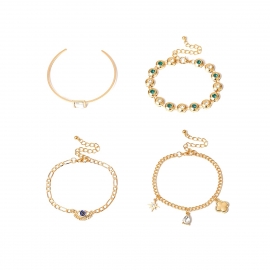 European and american cross-border jewelry, creative square gemstone set, jewelry for women, personality mix and match, multi-star micro-inlaid bracelet