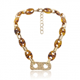 European and american cross-border jewelry, personalized ccb geometric creative items, exaggerated double-hole pig nose buckle acrylic necklace