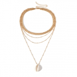 European and american cross-border new personality original pearl multi-layer necklace, colorful shell handmade beaded clavicle necklace female